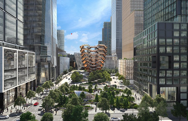 Kompleks Hudson Yards na Menhetnu od 1.672.254 kvadratnih metara nalazi se na platformi koja je 9 metara iznad aktivnih železničkih linija i predstavlja podvig arhitekture i inženjeringa. Ljubaznošću Hudson Yards.