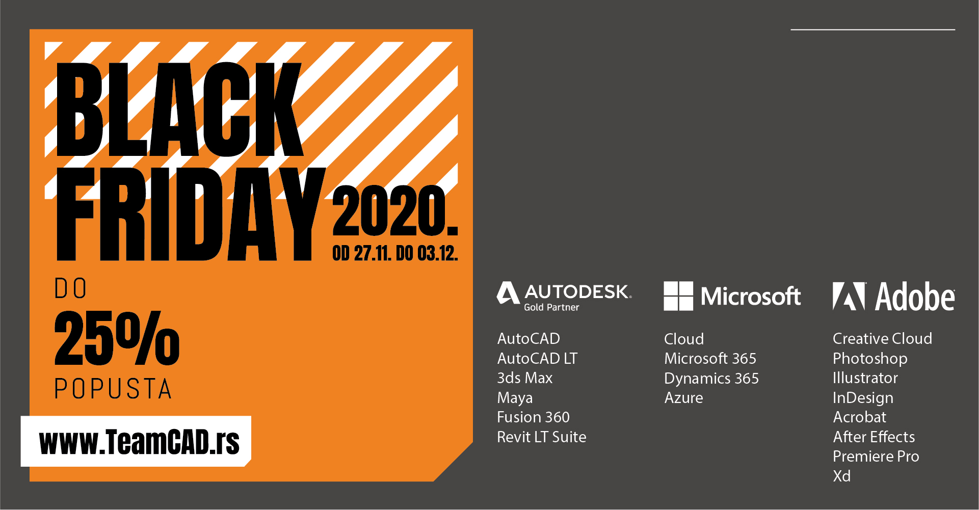 Black Friday - Autodesk, Microsoft i Adobe programi na popustu do 25%