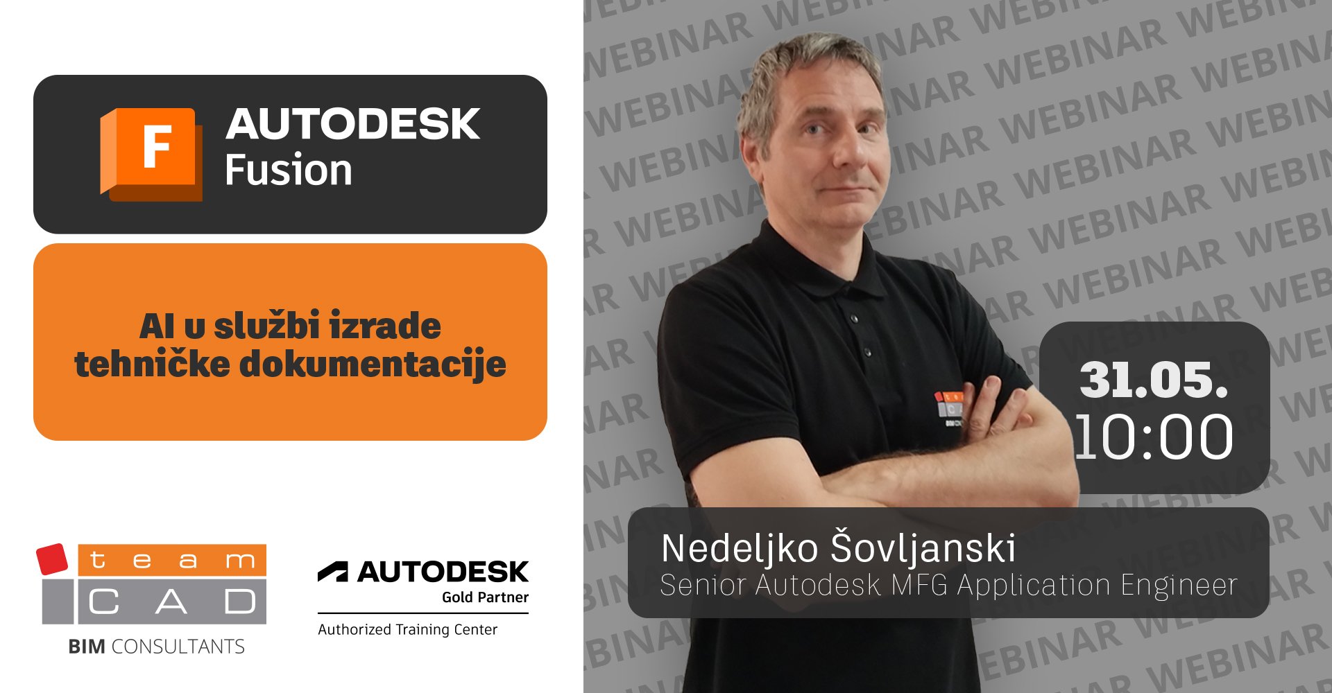 TeamCAD Besplatni webinar: Autodesk Fusion - AI u službi izrade tehničke dokumentacije